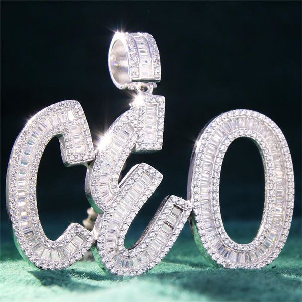 

custom baguette letters name hip hop iced out zircon lab diamond gold silver rose gold bling men's hip hop jewelry gift