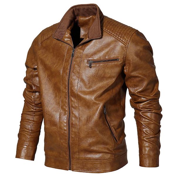 

2019 winter jackets men casual outwear coat windbreaker pu motorcycle leather jackets male coat euro size xxl dropshipping, Black