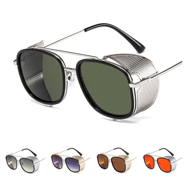 

fashion men punk sunglasses grid side shield sun glasse goggles anti-uv spectacles alloy frame eyeglasses ornamental a, White;black