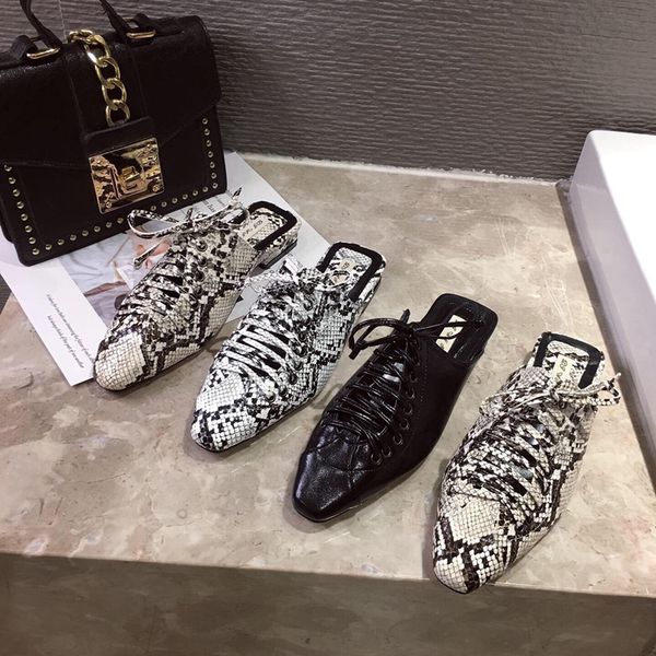 

slippers casual low shoes woman 2020 slipers women loafers cover toe female mule luxury new flat mules pu slides cross-tied, Black