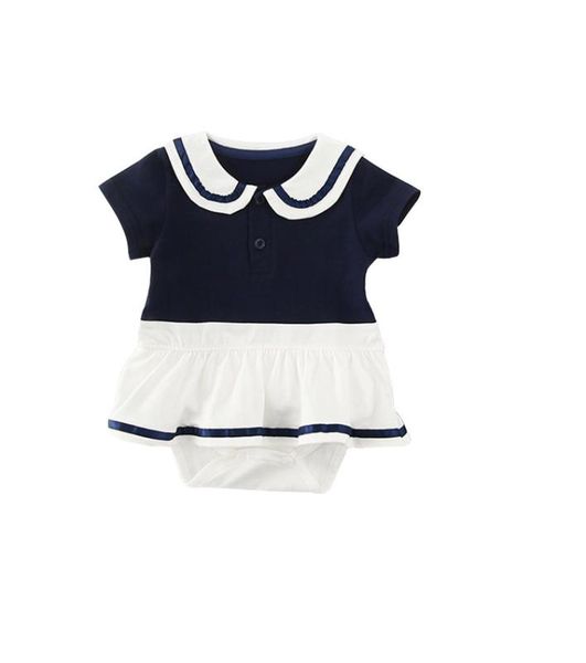 

infant baby girls clothes summer dark blue sailor collar rompers clothes navy style children girls romper dress outfits