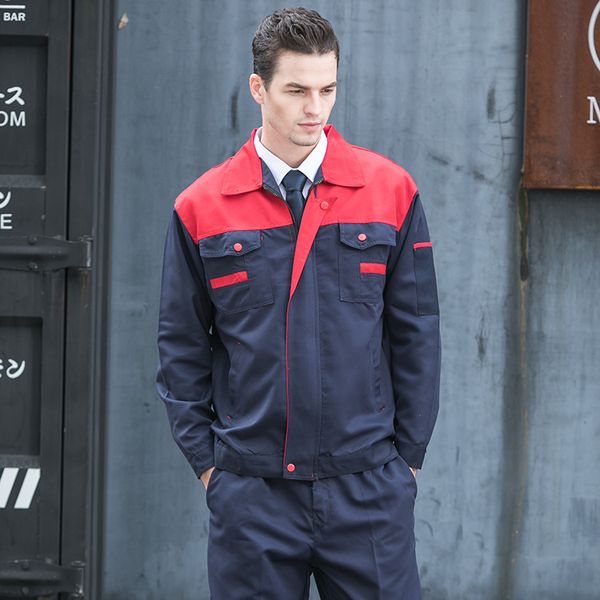 

spring and autumn long-sleeved overall suit men and women labor suit auto repair work clothes decoration workers clothing factor, White;black