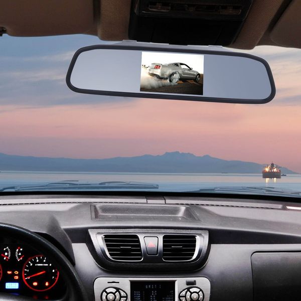 

car parking assistance system 4.3 inc tft lcd car reverse mirror rearview monitor + led lights rear view camera high quality