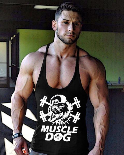 

men's muscle gym bodybuilding hooded tank y-back training stringer cotton tank vest training gym clothing summer vest ing, White;black