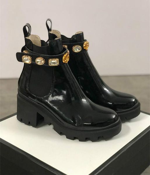 

women designer shoes martin desert boot flamingos love arrow 100% real leather medal coarse non-slip women winter shoes size us5-11 b31, Black