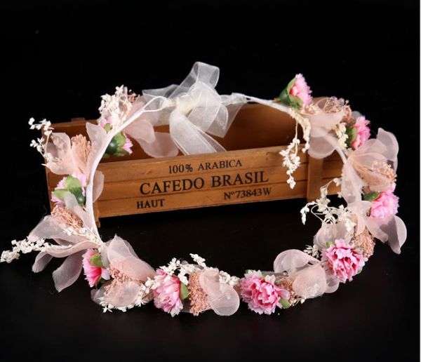 

flower hay wreath bride dress accessories fairy pink headband hair band bridal jewelry, Silver