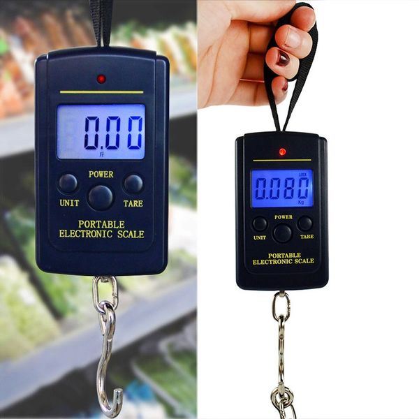 

40kg mini digital scales lcd display hanging luggage fishing weight fine weighing balance libra steelyard scale household scales fa2319