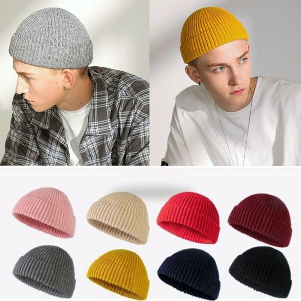 

hip hop capless cap skullcap street knitted hat woman man acrylic casual solid portable pumpkin melon cap, Blue;gray