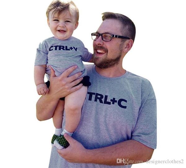 

лето ctrl c и v версия для печати mens tshirts отец o шеи серый с коротким рукавом топы семья kid одежда, White;black