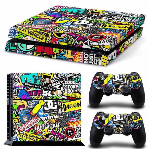 

bomb graffiti for ps4 vinyl skin sticker cover for ps4 playstation 4 console + 2 controller decal game accessories