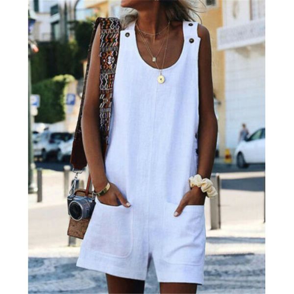 

women loose plus size jumpsuit 2019 summer ladies overalls jumpsuit dungarees wide leg bib shorts playsuit harem strap, Black;white