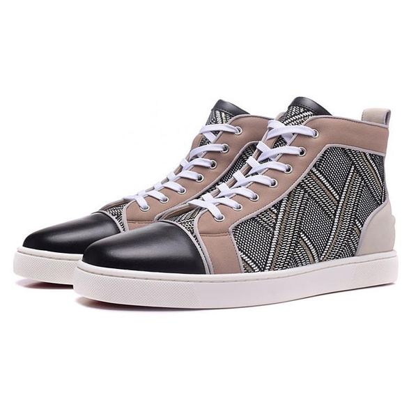 

designer sneakers bottom is red flats shoe high suede spike shoes for men women party wedding lovers leather lace up casual sneakers, Black