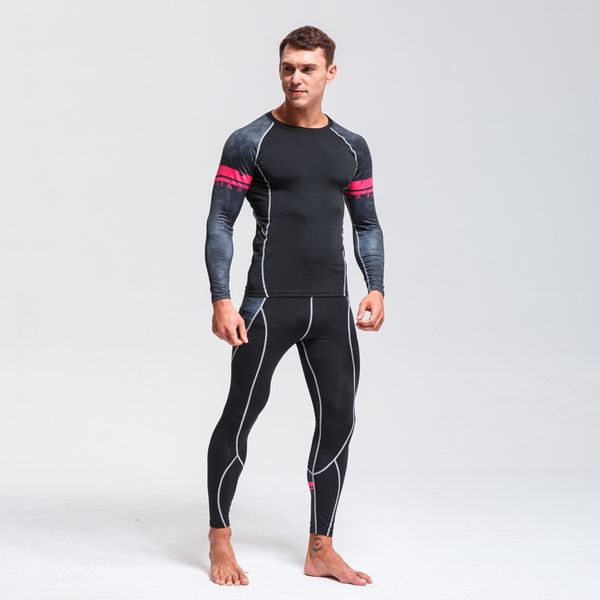 

thermal mens underwear sportswear running clothing men compression sport wear jogging suits men rashguard jiu jitsu s-4xl, Black;blue