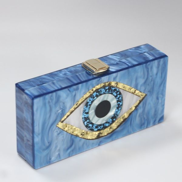 

pearl light blue evil eye gold glitter metal clasp acrylic purse bag wallet summer beach party girl evening handbga female purse