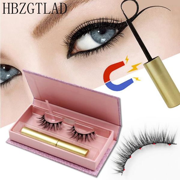 

new women liquid magnetic eyeliner with magnet false eyelash five magnet 3d fiber false eyelashes waterproof