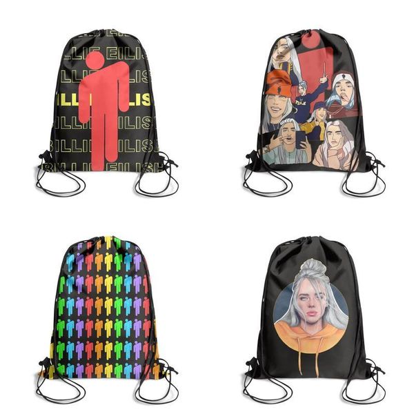 

billie eilish logofashion belt backpack, design cool limited edition reusable string package, suitable for school logo