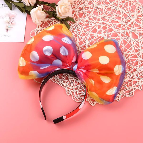 

female women girl huge bow with polka dots headband hairband hair hoop costume accessories party props for halloween party props, Slivery;white