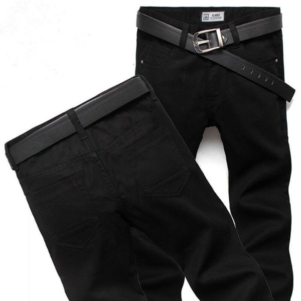 

men plus size straight jeans male distressed denim pants biker jeans ripped for men winter denim pants black, Blue