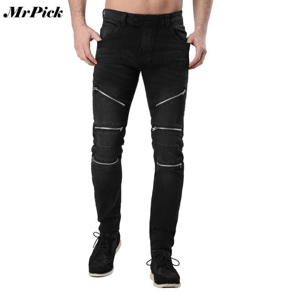 

men jeans design fashion zipper style race motorcycle jeans for men hip hop e5062, Blue