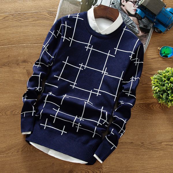 

3xl sweater men 2018 new arrival casual pullover men autumn round neck patchwork quality knitted brand male sweaters plus size, White;black