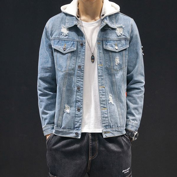 

2019 brand hooded denim coat autumn oversize m-5xl men new fashion loose casual streetwear harajuku soft men pocket denim jacket, Black;brown