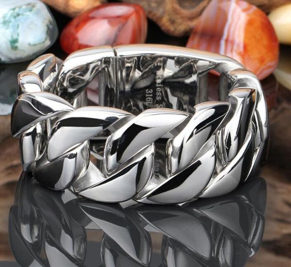 

20/26/31mm 316l stainless steel curb cuban bracelet huge heavy silver tone chain wholesale jewelry mens boys bracelet, Golden;silver