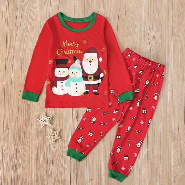 

christmas kids pajamas set cartoon snowman santa claus children clothes boys nightwear girls pijamas toddler baby sleepwear suit, White