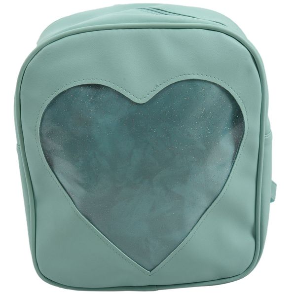 

clear candy backpacks transparent love heart school bags for teen girls kids purse bag(green