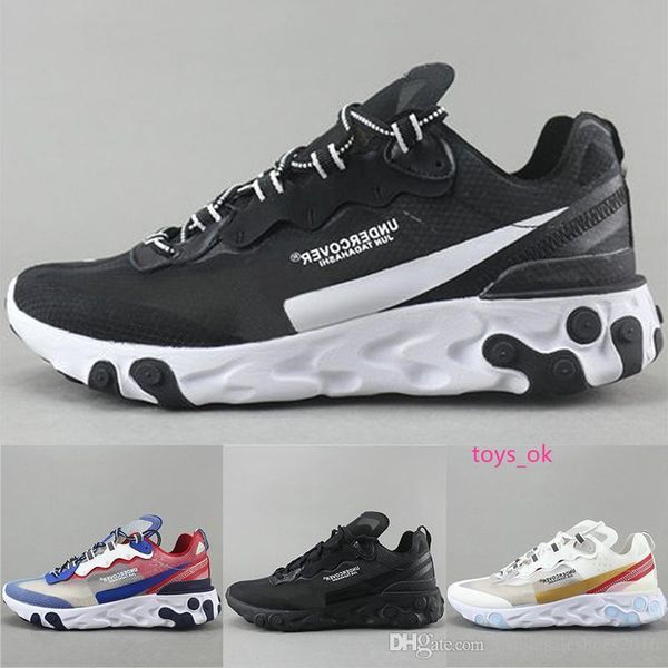 

mens designer epic react element 87 undercover running shoes black white gold breathable men women casual sports sneakers size 5.5-11