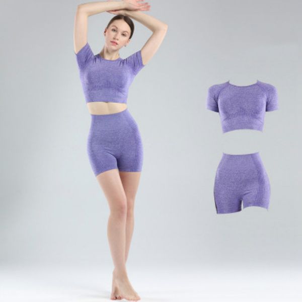 

womens designer yoga suit running sport short sleeve sweatsuit seamless fitness tight yoga casual shorts suit super stretch tracksuit new