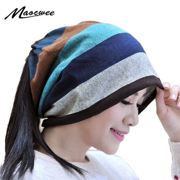 

maocwee winter women's hats new knitting cap female striped hip hop hedging cap skullies scarves beanies warm hat gorro