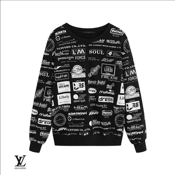 

новый дизайн роскошный lveurope париж вышитые фуфайка французской моды черный felpa фуфайки большой белый пояс мужчин и женская hoodie7, Black