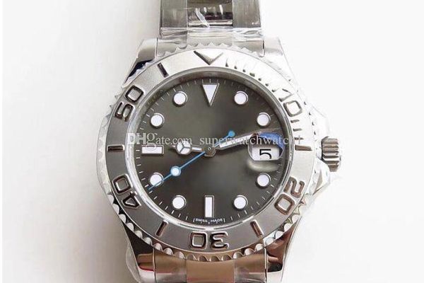 

nfactory watch mens automatic movement eta2836-2 men calendar gray dial 116622 sport dive swiss full steel superlative su, Slivery;brown