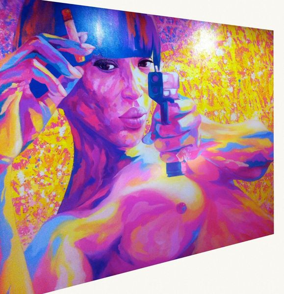 

girl nude purple gun street art large wall home decor handpainted &hd print oil painting on canvas wall art canvas pictures 200217