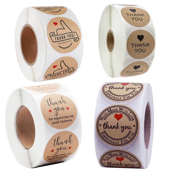 

500pcs/roll 4 designs thank you sticker seal labels christmas gift decoration sticker for package stationery