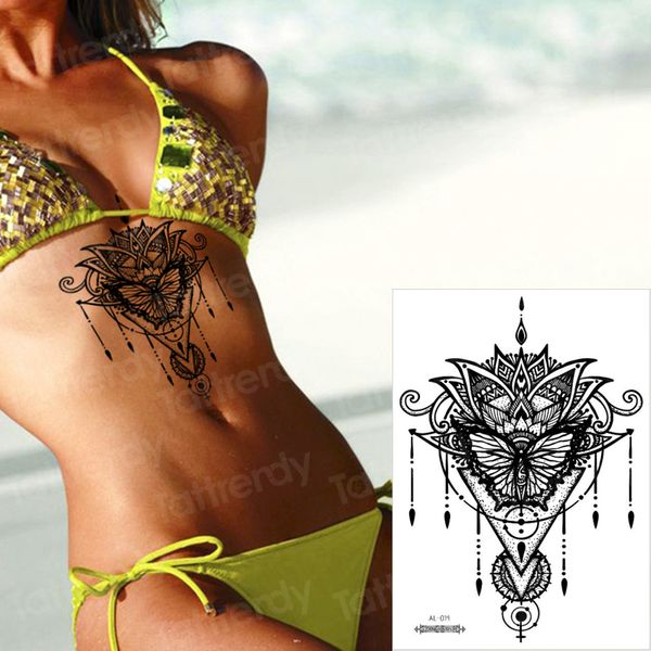 

temporary tattoo for women under breast tattoo underboob mandala lotus mehndi stickers bikini black mehndi henna sticker