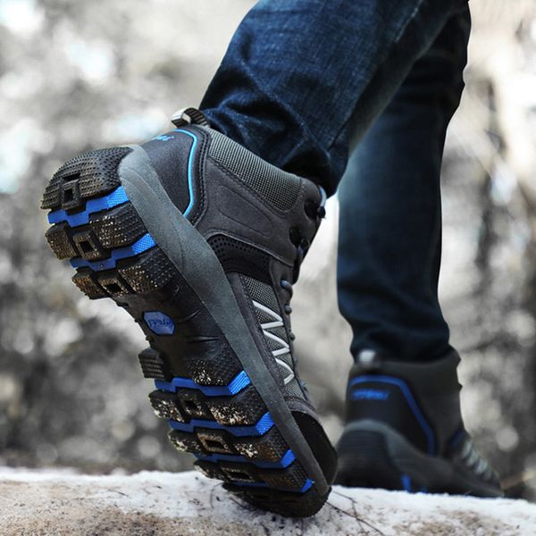 

men winter shoes snow boots outdoor hiking shoes keep warm casual high boots o66, Black