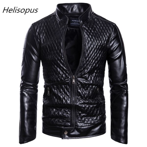 

helisopus faux leather jackets men 2019 autumn winter european style man motor biker black jacket pu leather coat plus size