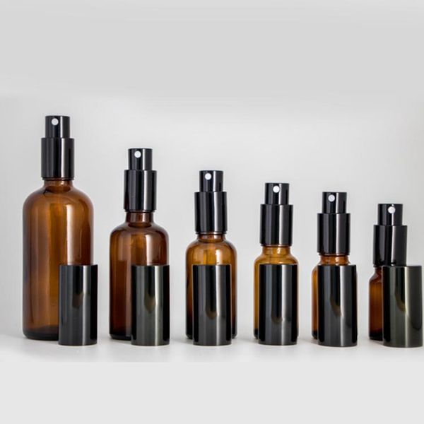 Produttore cinese 10ml 15ml 20ml 30ml 50ml 100ml Bottiglie di vetro per profumo di profumo Fiala spray in vetro ambrato con spruzzatore a pompa nera