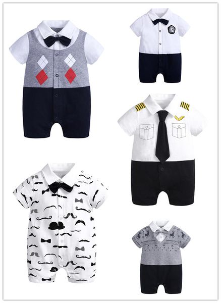 

infant summer short sleeve cotton turn down collar romper one piece 0-18m baby jumpsuit kd 037, Blue