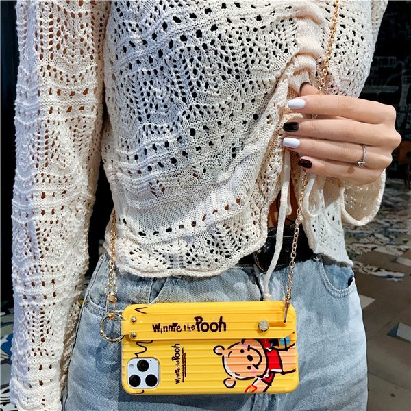 

one piece luxury tpu phone case for iphone 8p xr 11pro fashion cartoon animals designer phone case back cover with wristband and lanyard