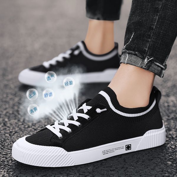

slip for canvas sapatenis leisure size sapatos on loafers sneakers outdoor casuais lightweight casuales de sneaker male new, Black