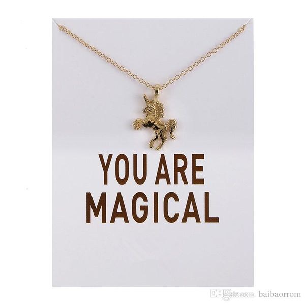 

высокое качество no dogeared логотип мода ювелирные изделия новый прибыл вы magical юникорн лошадь ожерелье кулон ювелирные изделия для женщ, Silver