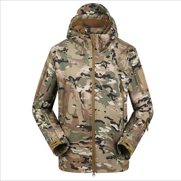 

waterproof hunting jacket men softshell camouflage tactical jackets male fleece soft shell outdoor camo fishing hiking coat xxxl, Blue;black
