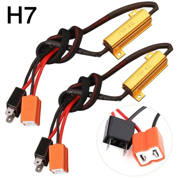 

2x h7 6ohm 50w load resistor canbus anti-flashing decoders for led bulb reverse light turn signal fog lamp daytime running light