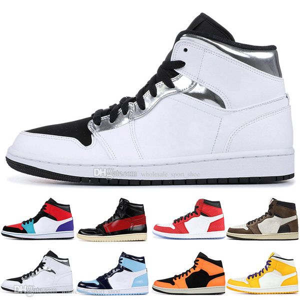 

new 1 high og travis scotts basketball shoes spiderman couture unc 1s 3 mens homage to home royal blue sport designer sneakers trainers, White;red