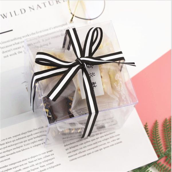 

clear square pvc box pastry packaging wedding favor holder transparent chocolate candy box 10x10x10cm
