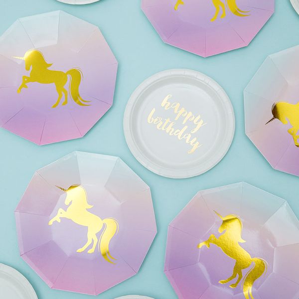 

paper tray unicorn flamingo mermaid many style plate tableware party festival arrangement articles cake dish factory direct selling 5 9pd p1