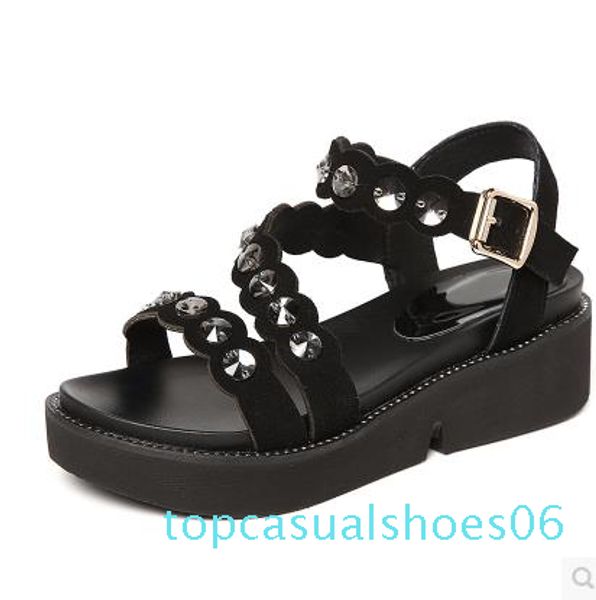 

the diamond thick bottom female sandals new summer peep-toe fashion sandals prevent slippery outside wear female t6, Black