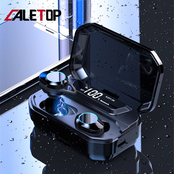 

caletws g02 bluetooth earphones v5.0 wireless headphones 9d stereo music ipx7 waterproof earbuds with 3300mah charging case